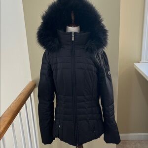 Calvin Klein Black Detachable Hooded Puffer Coat Size L EUC